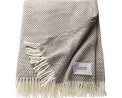 Tweekleurige Geweven Deken met Franjes - Zand - 140x200 cm - Luxe Katoen & Polyacryl Mix | Slaap Je Beter