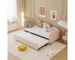 Tweelingformaat daybed met opbergladen, fluwelen bekleed daybed, slaapkamer woonkamer Moderne slaapbank daybed frame voor woonkamer, kinderkamer, slaapkamer, moderne stijl,Roze