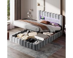 Tweepersoons Bed 180x200 met Opbergruimte, USB-Oplader en LED-Verlichting