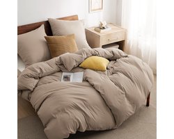 Tweepersoons Beddengoed Set van 4 Stuks in Khaki Tint met Rits