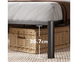 Tweepersoons Bedframe 160x200 cm met Extra Opbergruimte – Stalen Lattenbodem, Industrieel Design, Geluidsvrij & Stevig Platform Bed – Zwart - Mobili Bella