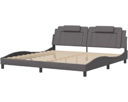 Tweepersoons Bedframe - Luxe Bedombouw - Slaapkamer Meubel - Geïntegreerde LED Verlichting - 200x200 cm - Grijs