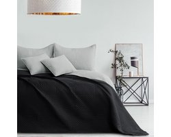 Tweepersoons Bedspreid Zwart Zilver 260x280 cm Dubbelzijdig Polyester Ultrasonisch Gestikt