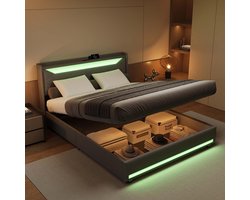 Tweepersoons Boxspringbed 140x200 cm met Opbergruimte en LED Verlichting