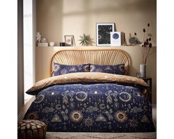 Tweepersoons Dekbedovertrek Katoenmix - Goud en Marineblauw Sterren Slaapkamer Textiel