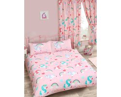 Tweepersoons dekbedovertrek pastel kleuren multicolor Eenhoorn