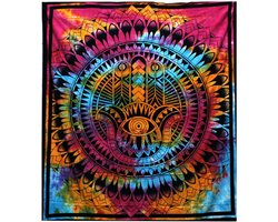 Tweepersoons Katoenen Sprei - Hamsa - Wanddoek - Wandkleed - Bedsprei - 230x200cm