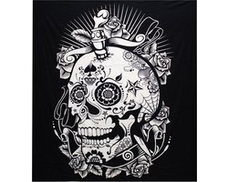 Tweepersoons Katoenen Sprei - Schedel - Muurbevestiging - Wandkleed - 230x200cm