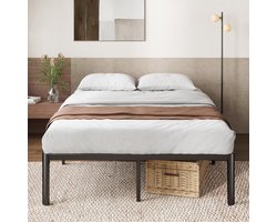 Tweepersoons Metalen Bed 180x200 cm met Lattenbodem en Opbergruimte – Hoogte 41 cm – Extra Stevig Bedframe van Staal – Geluidsvrij & Eenvoudig te Monteren – Modern Zwart Platformbed