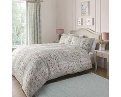 Tweepersoons Patchwork Dekbedovertrek 200 x 200 cm - Vintage Boheems Bloemen Beddengoed - Omkeerbaar met 2 kussenslopen