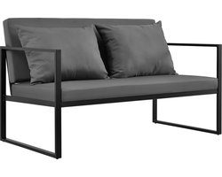 Tweepersoons tuinbank tuin tweezitsbank 70x114x60 cm zwart