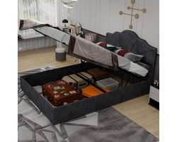 Tweepersoonsbed 140 x 200 cm - Grijze Stof