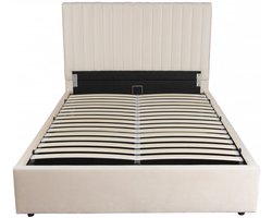Tweepersoonsbed bed met opbergruimte "Mia" - 140 x 190 cm - Beige - lichtbruin