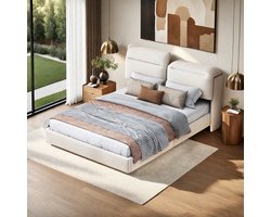 Tweepersoonsbed – Bed – Slaapbank – Opbergbed – Boxspring – 160x200 cm – Fluwelen Hoofdbord – Ingebouwde LED-Verlichting en USB Oplaadpoorten