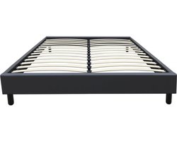 Tweepersoonsbed bedframe bed "Andy" - 160 x 200 cm - PVC - Grijs antraciet