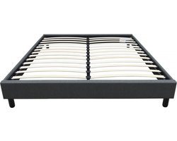 Tweepersoonsbed bedframe bed "Andy" stof - 160 x 200 cm - Grijs antraciet