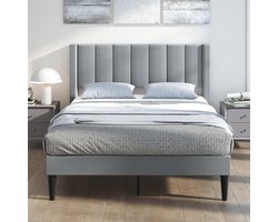 Tweepersoonsbed – Bedframe – Slaapbank – Ledikant – Platvormbed – Fluwelen Bekleding – 200 x 140 cm – Stevige Houten Lattenbodem