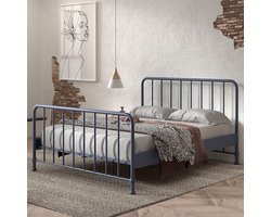 Tweepersoonsbed Bronxx metaal 160x200 - mat denimblauw
