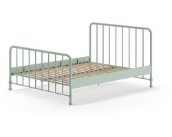 Tweepersoonsbed Bronxx metaal 160x200 - mat olijfgroen - Vipack - Tweepersoons bedkader - Groen - Metaal Tweepersoons Normaal bed