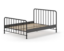 Tweepersoonsbed Bronxx metaal 160x200 - mat zwart - Vipack - Tweepersoons bedkader - Zwart - Metaal Tweepersoons Normaal bed