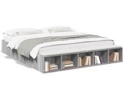 Tweepersoonsbed | Dubbelbed | Volwassenenbed | Bedframe bewerkt hout grijs sonoma eikenkleurig 200x200 cm