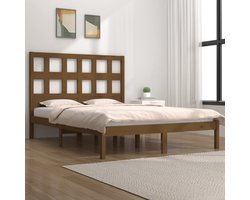 Tweepersoonsbed | Dubbelbed | Volwassenenbed | Bedframe massief grenenhout honingbruin 200x200 cm