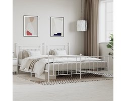 Tweepersoonsbed | Dubbelbed | Volwassenenbed | Bedframe met hoofd- en voeteneinde metaal wit 200x200 cm