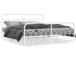 Tweepersoonsbed | Dubbelbed | Volwassenenbed | Bedframe met hoofd- en voeteneinde metaal wit 200x200 cm