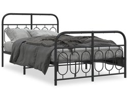 Tweepersoonsbed | Dubbelbed | Volwassenenbed | Bedframe met hoofd- en voeteneinde metaal zwart 120x190 cm