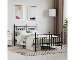 Tweepersoonsbed | Dubbelbed | Volwassenenbed | Bedframe met hoofd- en voeteneinde metaal zwart 120x200 cm