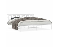 Tweepersoonsbed | Dubbelbed | Volwassenenbed | Bedframe met hoofdbord metaal wit 200x200 cm