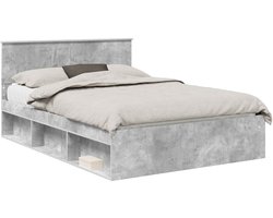 Tweepersoonsbed | Dubbelbed | Volwassenenbed | Bedframe met hoofdeinde Beton 140 x 200 cm Massief grenenhout