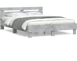 Tweepersoonsbed | Dubbelbed | Volwassenenbed | Bedframe met hoofdeinde bewerkt hout betongrijs 150x200 cm