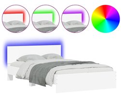 Tweepersoonsbed | Dubbelbed | Volwassenenbed | Bedframe met hoofdeinde en LED wit 120x200 cm