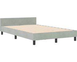 Tweepersoonsbed | Dubbelbed | Volwassenenbed | Bedframe met hoofdeinde Lichtgrijs 120 x 190 cm Fluweel