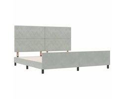 Tweepersoonsbed | Dubbelbed | Volwassenenbed | Bedframe met hoofdeinde Lichtgrijs 200 x 200 cm Fluweel