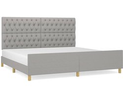 Tweepersoonsbed | Dubbelbed | Volwassenenbed | Bedframe met hoofdeinde stof lichtgrijs 200x200 cm