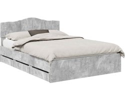 Tweepersoonsbed | Dubbelbed | Volwassenenbed | Bedframe met lade Beton Grijs 160 x 200 cm Ingenieurshout