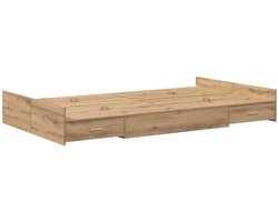 Tweepersoonsbed | Dubbelbed | Volwassenenbed | Bedframe met opbergruimte artisanaal eikenkleurig 120 x 190 cm