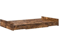 Tweepersoonsbed | Dubbelbed | Volwassenenbed | Bedframe met opbergruimte met lade Gerookt eiken 120 x 200 cm