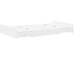 Tweepersoonsbed | Dubbelbed | Volwassenenbed | Bedframe met opbergruimte Wit 120 x 200 cm Bewerkt hout