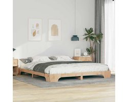 Tweepersoonsbed | Dubbelbed | Volwassenenbed | Bedframe met opslag Bruin 180 x 220 cm Massief grenenhout