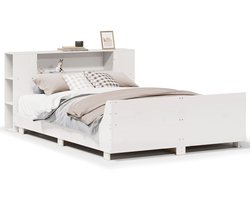 Tweepersoonsbed | Dubbelbed | Volwassenenbed | Bedframe zonder matras massief grenenhout wit 150x200 cm