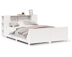 Tweepersoonsbed | Dubbelbed | Volwassenenbed | Bedframe zonder matras massief grenenhout wit 150x200 cm