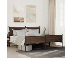 Tweepersoonsbed | Dubbelbed | Volwassenenbed | Bedframe zonder matras metaal bruin eikenkleur 180x200 cm