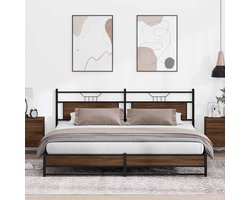 Tweepersoonsbed | Dubbelbed | Volwassenenbed | Bedframe zonder matras metaal bruin eikenkleurig 200x200 cm