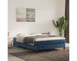 Tweepersoonsbed | Dubbelbed | Volwassenenbed | Boxspring bed 140x190 cm fluweel donkerblauw