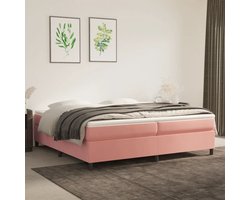 Tweepersoonsbed | Dubbelbed | Volwassenenbed | Boxspring bed fluweel roze 200x200 cm