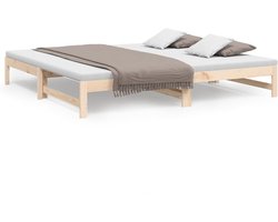 Tweepersoonsbed | Dubbelbed | Volwassenenbed | Slaapbank uitschuifbaar massief grenenhout 2x(90x200) cm