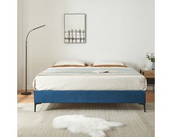 Tweepersoonsbed Lilla met bedbodem 140x200 cm blauw [en.casa]